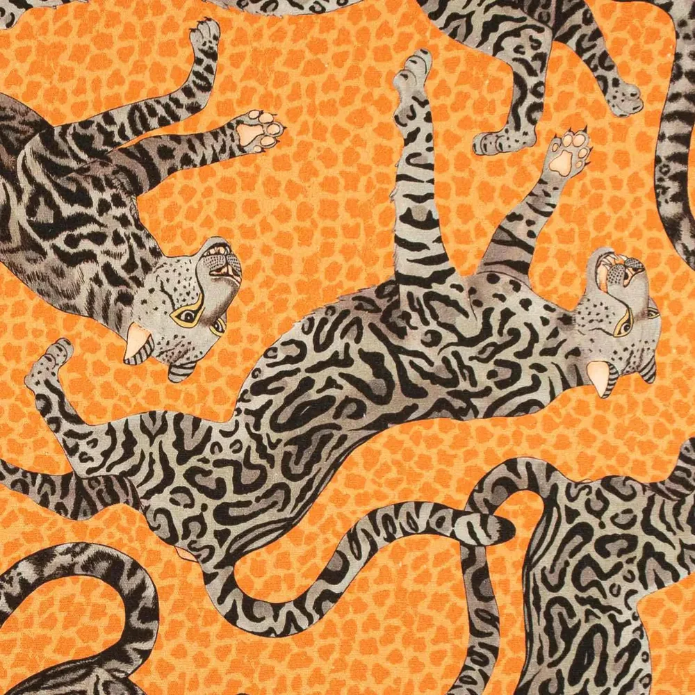 Cheetah Kings Coral Linen Fabric - Image 5