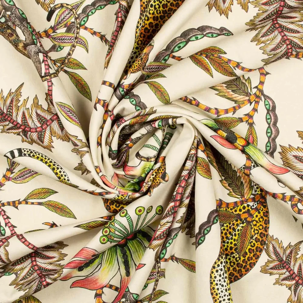 Monkey Bean Parakeet Linen Fabric - Image 2
