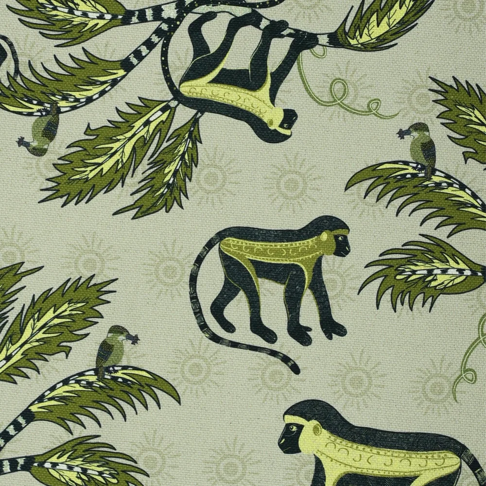 Monkey Palm Thick Weave Linen in Savannah