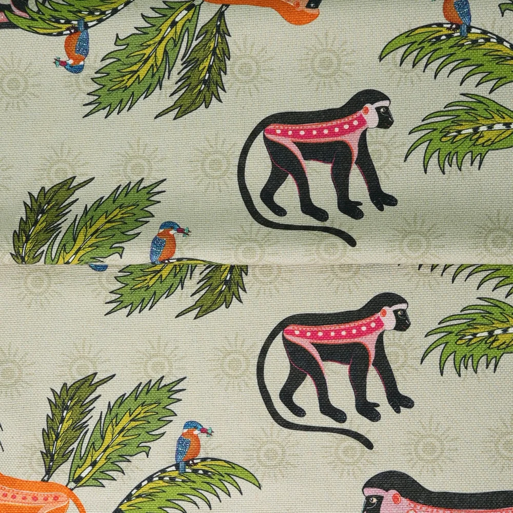Monkey Palm Thick Weave Linen in Savannah-Mango - Image 4