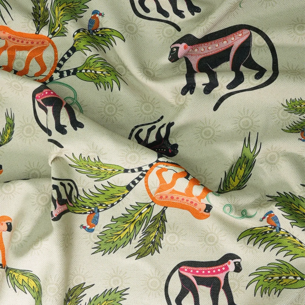 Monkey Palm Thick Weave Linen in Savannah-Mango - Image 5