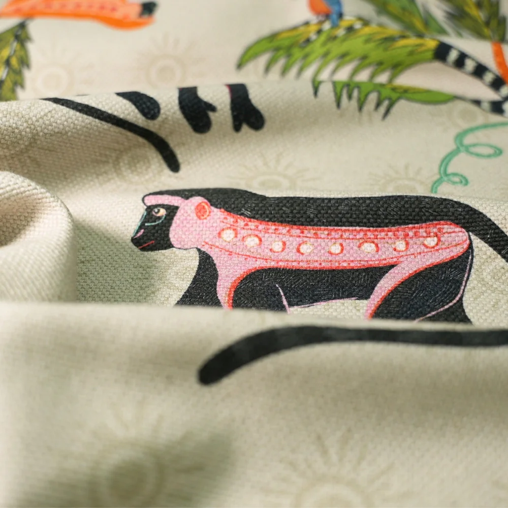 Monkey Palm Thick Weave Linen in Savannah-Mango - Image 6