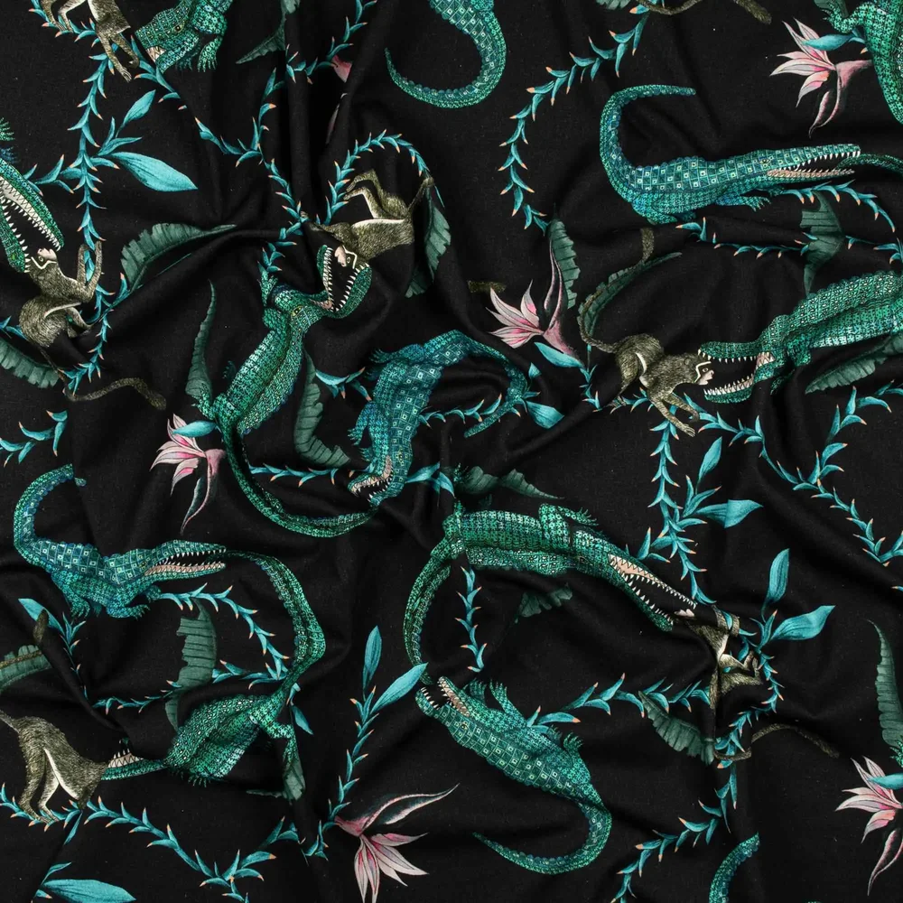 River Chase Moonlight Linen Fabric - Image 4