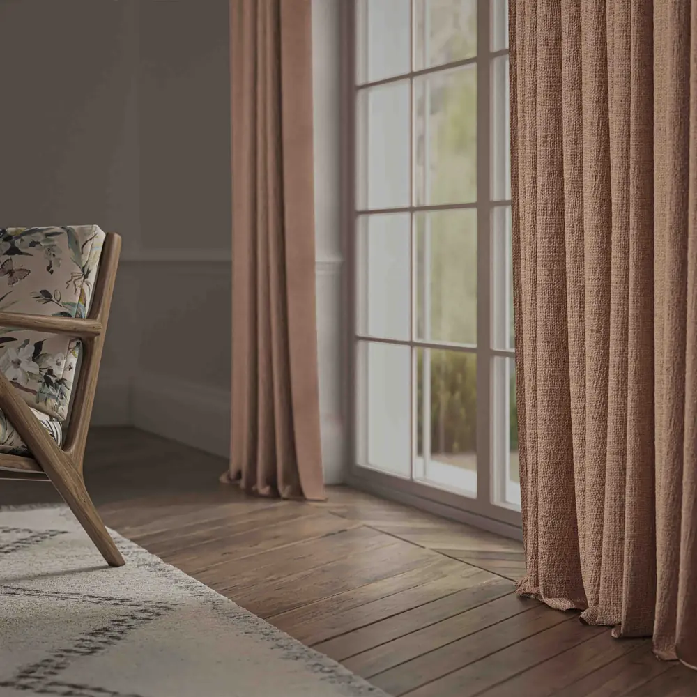 Bruges Nude curtain room setting by Warwick Fabrics