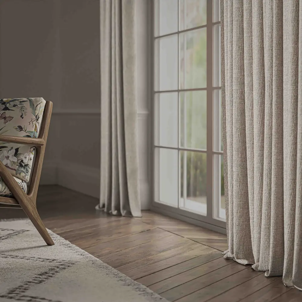 Bruges Oyster curtain room setting by Warwick Fabrics