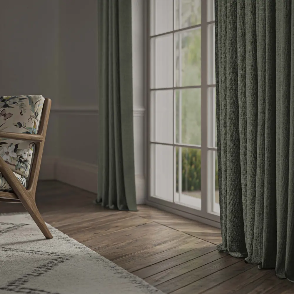 Bruges Thyme curtain room setting by Warwick Fabrics